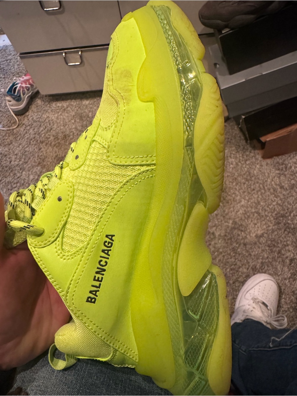 Balenciaga Neon Yellow Triple S Sneakers - Picture 2 of 5